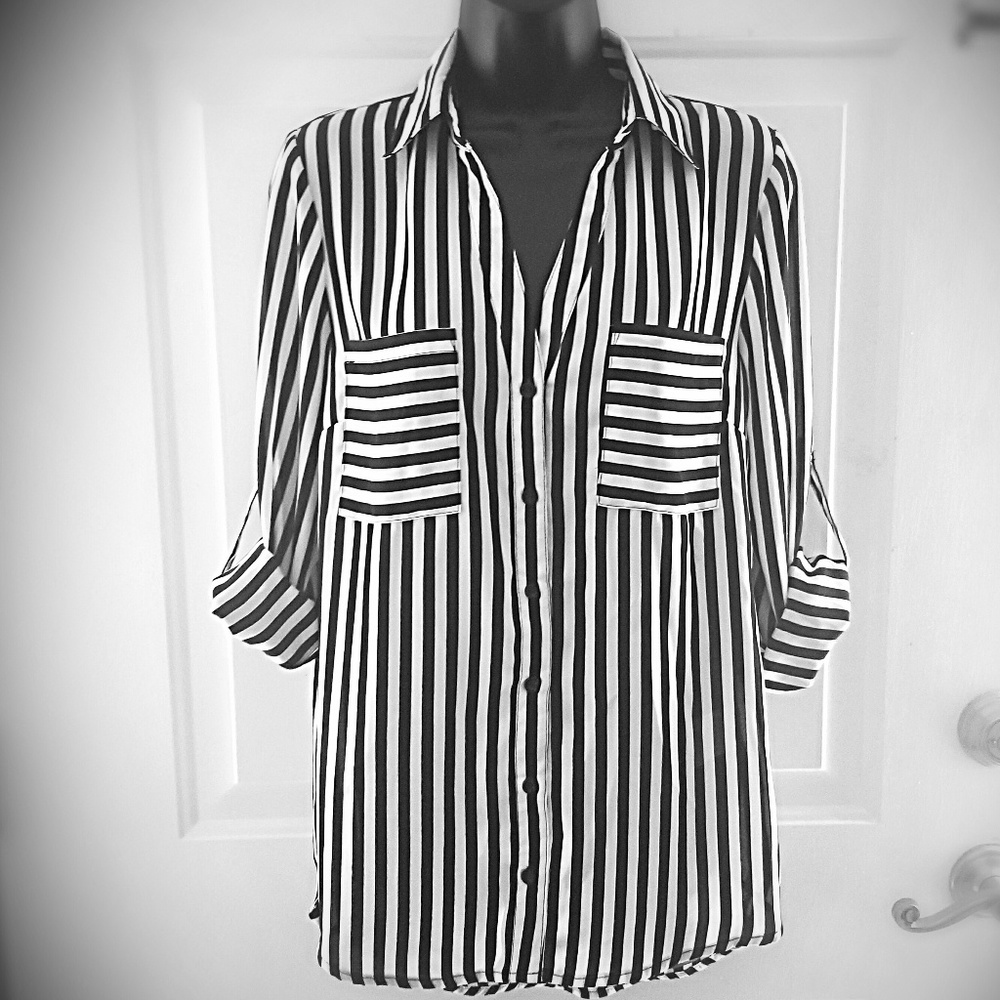 Black and White Stripe Blouse